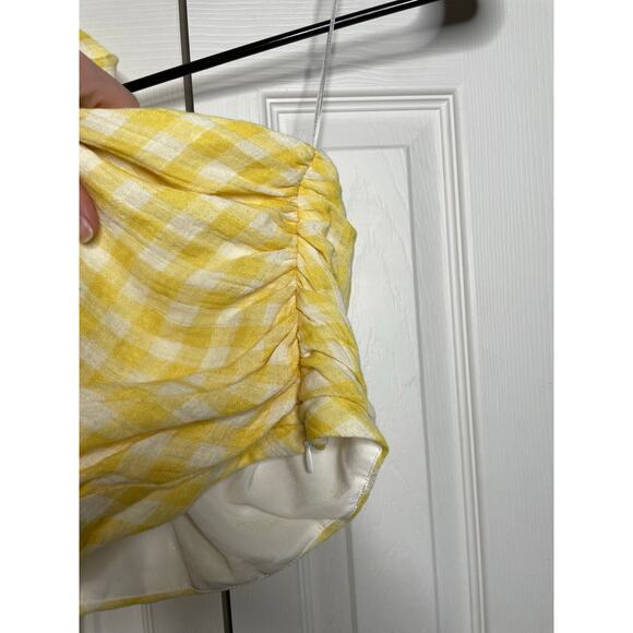 NEW Zara Yellow Gingham One Shoulder Crop Top Womens Size Small - Picture 2 of 7